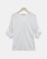 Hiel V-Neck Roll-Up 7-Sleeve T-Shirt