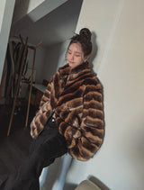Wavy gradation fur jacket