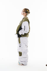 DOUBLE ZIPPER SHIRRING MA-1 JACKET KHAKI / GRAY