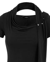 カウルネックスカーフTシャツ _ ブラック