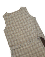 チェックボタンドレス / brown