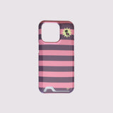 heart wings stripes card pocket phone case pink