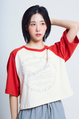 サイクルプリントラグラン ½Tシャツ (red/ivory)