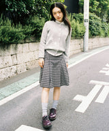 TTTTwister Pleat Skirt - Check Black