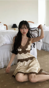 [ limited quantity / ♡made♡ ] enthea antique satin & lace short ops