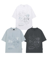 エンジェルラビットアスキーグラフィックオーバーフィットTシャツ -ホワイト