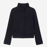 High-Neck Cardigan Black