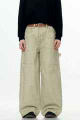 Patchwork Wide-Leg Cargo Pants