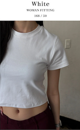 [BASIC ITEM] Basic semi crop t-shirts(4color)