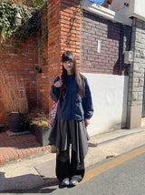 26SS★ [BAONHAUS]ブロアアンバランスレイヤードミディスカート