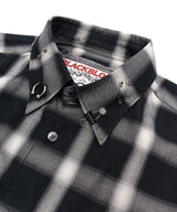 BBDエンシェントロゴピアシングチェックシャツ (Black)