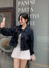 #ヘイステッチラウンドカラーデニムジャケット