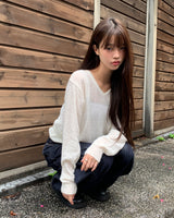 Prmer ベーシック Vネックルーズフィット長袖ニット