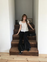 ロックシックベルトブーツカットパンツ