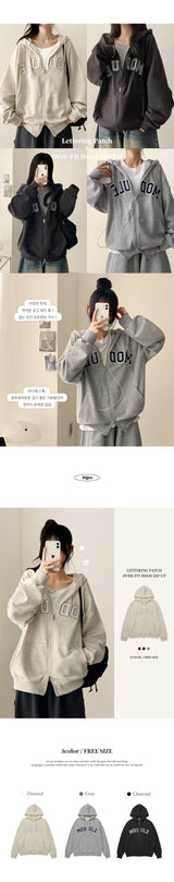 Modular Patch Embroidery Hoodie Zip-Up