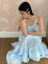 Sky Cloud Cancan Sleeveless Long One Piece