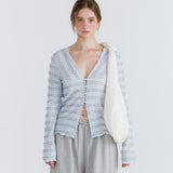 FRILL BUTTON CARDIGAN / SKYBLUE