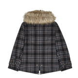  REGION MOTORS CLUB FAKE FUR CHECK DUFFLE COAT