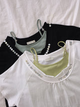 Vintage Button Off Shoulder Tee