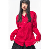 CRINKLE LINEN SHIRTS RED