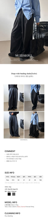 Drape wide banding slacks(2color)