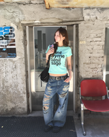 Mint lettering crop T