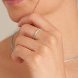 [Worn By Solar,Stefanie Michova, Girls' Generation Hyoyeon Worn] Smooth Twist Thin Band 925 Silver + Rhodium Plating  Adjustable Size Ring R038-01H