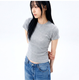 Stretch Cotton Slim Short Sleeve T-shirt Melange