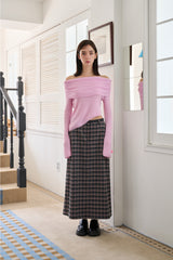 CUT-OUT OFF SHOULDER KNIT PINK
