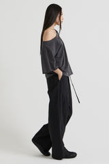 ワンショルダーTシャツ, Charcoal