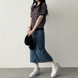 Sundy Charlang クールデニムロングスカート [ショート & ベーシックセレクション] Lyocell Fabric
