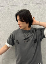 ヴィンテージペイズリーTシャツ (Ashed-charcoal)