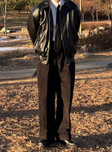 Woolly Curved Leather Jacket
