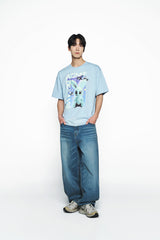 25SS REAL ALIEN FUZZY RABBIT SHORT SLEEVE T-SHIRT SKY BLUE
