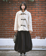 Duffel Button Faux Fur Jacket_Ivory