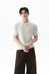 Cable Knit Polo Short Sleeve Tee