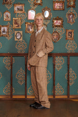 WOOL CHECK SLACKS / BEIGE
