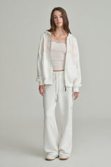 NYC hooded zip-up, Ivory