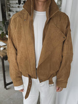 [A-O0327] プレミアムダブルカラースウェードジャケット