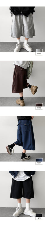 Montic  バックポケット サイドピンタック バンディング ショーツ