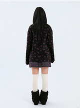 flower fleece jacket (black)
