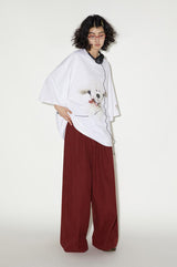 Loose and breathable short-sleeved white T-shirt for summer in a large size.