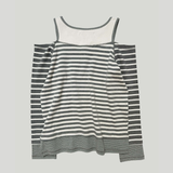 OVERLOCKED OFF-SHOULDER T-SHIRT: ST. GREY