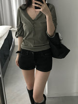 Button Roll-Up T-Shirt (3 colors)