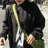 Pint High-Neck Waist-String Cotton Field Jacket Windbreaker (2 Colors)