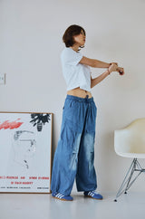 26SS★ Washed Balloon Cargo Denim Pants
