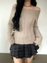 Off-Shoulder Cable Sweater