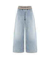 Rina Drawstring Wide Denim Pants