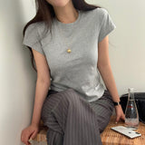 [BELLIDE MADE] デイリーラベルセミクロップド半袖Tシャツ