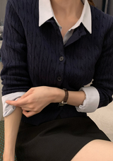 FOB Cable Knit Round Cardigan